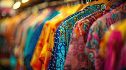 Colorful Clothes Hanging in a Shop