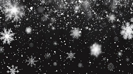 Snow and snowflakes on transparent background Winter snowfall effect of falling white snow flakes and shining New Year snowstorm or blizzard realistic backdrop Christmas or Xmas holidays