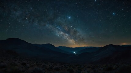Beautiful starry night full of beauties, space clouds and stars view from land