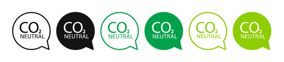 CO2 neutral green stampicon vector collection in outlined and solid style