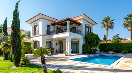 Fototapeta premium View of private villa in Protaras Cyprus : Generative AI