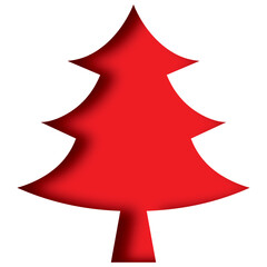 Paper cut red christmas tree