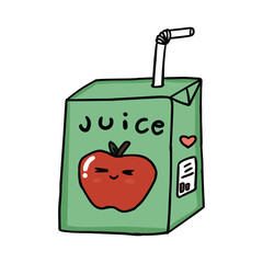 cute kawaii apple juice illustration