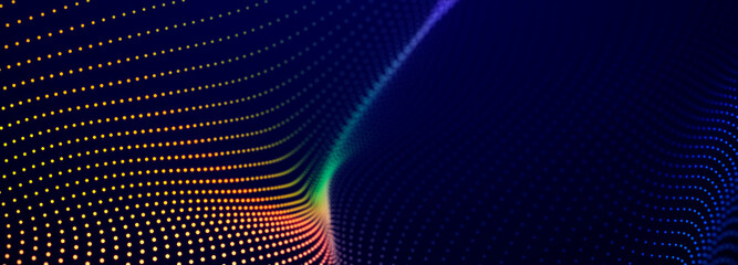 Obraz premium Particle stream. Purple background with many glowing particles. Information technology background. 3d rendering.