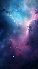 Fototapeta premium Digital purple and green nebula starry abstract graphic poster background