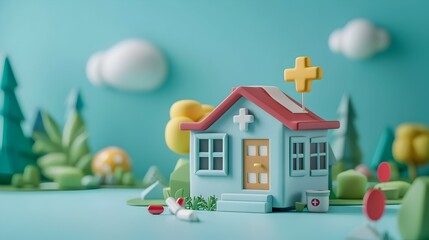 Animated of Health Insurance Coverage and Medical Facilities Concept