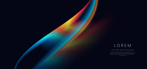 Colorful gradient wave and light on black background.