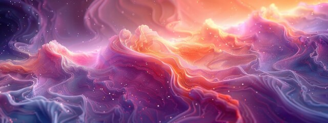 Obraz premium Surrealism: Create a dreamlike and distorted world with organic shapes morphing and transforming.