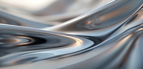 Abstract Silver Waves Flowing Elegantly Across a Smooth Surface