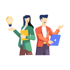A flat style illustration of team innovation 

