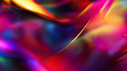 Obraz premium A colorful, abstract image with a lot of curves and swirls. The colors are bright and vibrant, giving the impression of movement and energy. Scene is dynamic and lively, with a sense of motion