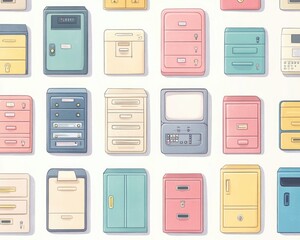 Playful Pastel Office Supplies Pattern Background for Stationery or Desktop Wallpaper