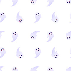 Flying ghosts vector seamless pattern. Packaging design, wrapping paper, background, backdrop