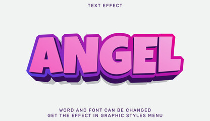 Angel text effect template in 3d design