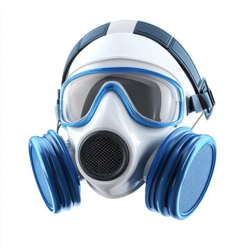recommend clip art: Respirator Mask Clipart - Safety Tool in 3D Rendering, White and Blue Isolated on White Background