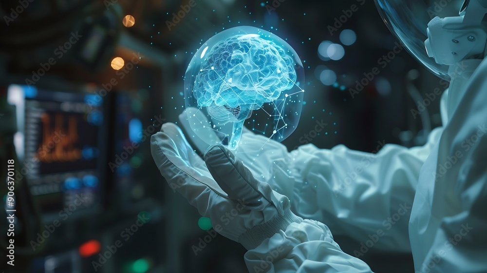 Aufkleber health care and medical ai technology services conceptmedical worker hold virtual medical revolution
