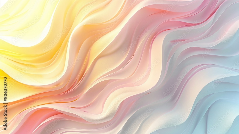Wall mural a vibrant abstract wave pattern with soft pastel colors, creating a dynamic flow of shapes and shade