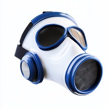 recommend clip art: Protective Respirator Mask Clipart in White and Blue Colors, Safety Tool 3D Rendering Isolated on White Background