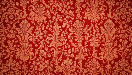 Vintage Red Floral Damask Pattern Background