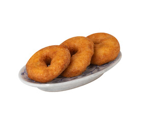 South indian food delicious fried vada on transparent background