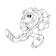 Lion Hokey Retro Mascot Character