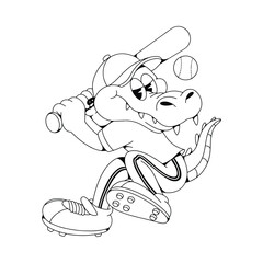 Crocodile Baseball Retro Mascot Character