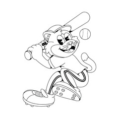 Cat Baseball Retro Mascot Character