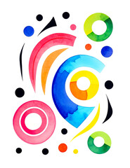 Obraz premium Bright colorful abstract watercolor shapes isolated on white background