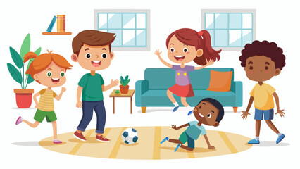 craft a realistic full body of kids playing vector illustration