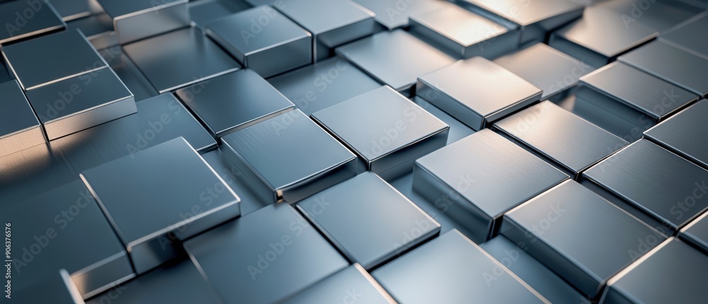 Wall mural abstract metal block array background, industrial theme, created using generative ai