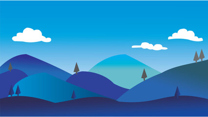 silhouette mountain scenery illustration at dark