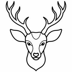 Deer Head Icon Vector Illustration - Cartoon, Clipart, Line Art Design