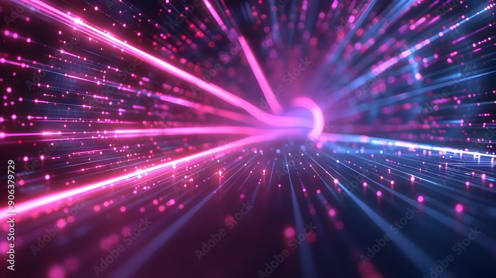 Poster mesmerizing digital tunnel of glowing data streams and cyber concepts