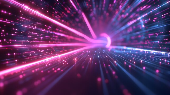 Mesmerizing Digital Tunnel of Glowing Data Streams and Cyber Concepts