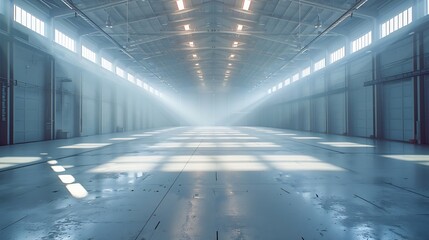 Obraz premium large bright and empty warehouse : Generative AI