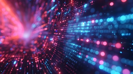Fototapeta premium Vibrant Cyberspace Backdrop with Glowing Geometric Data Pathways
