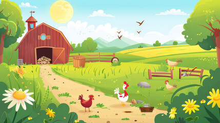 Cartoon Farm Illustration.