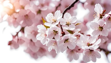 Isolated Close Up Sakura Cherry Blossom Flowers On White Background