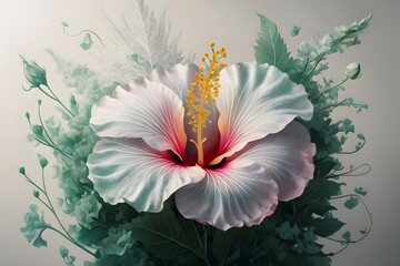 Hibiscus or botanical flower is a shrub of the Malvaceae family that originates from East Asia and is widely planted as an ornamental plant in tropical and subtropical areas. The flowers are large, re