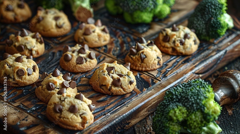 Poster in this board game broccoli beats chocolate chip cookies that means healthy food is better than junk