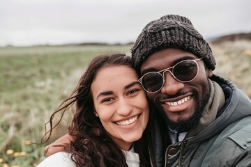 A Portrait of a happy mixed race couple