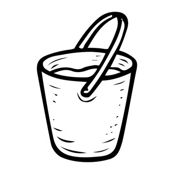 black and white bucket with handle clip art preview