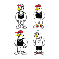 A cartoon character that appears to be a white eagle art vector