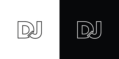 Letter D and J, DJ logo design template. Minimal monogram initial based logotype.