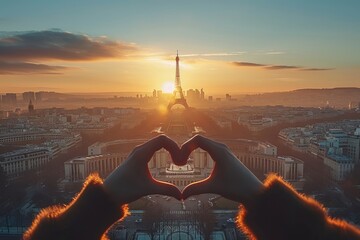 Obraz premium Eiffel Tower Sunset Love