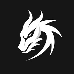 White Dragon Icon Logo Vector