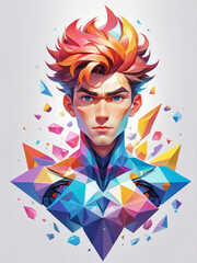 Ethereal male form with colorful polygons