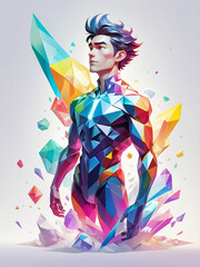 Ethereal male form with colorful polygons