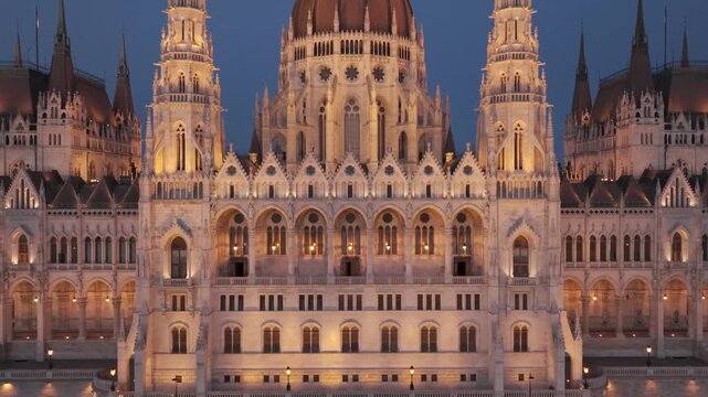 Aerial panorama drone view of Budapest city centre with beautiful architecture.