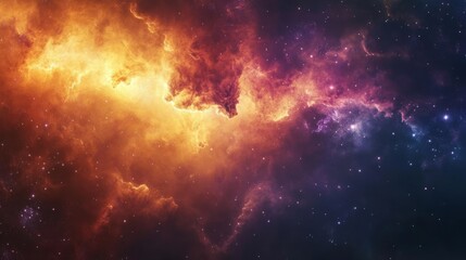 Fototapeta premium Beautiful colorful nebula in space, background with stars and galaxies.